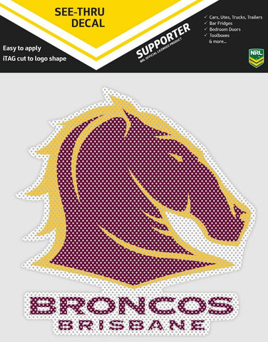 NRL Car UV Rated Decal Sticker - Brisbane Broncos - Size 14-18cm - See Thru
