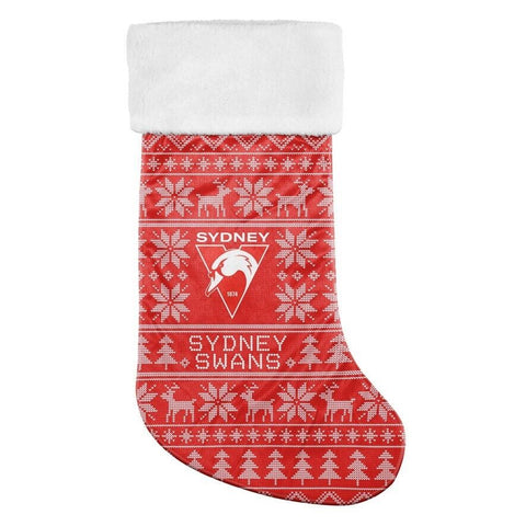 AFL Christmas Stocking - Sydney Swans - Sweater Print - XMAS