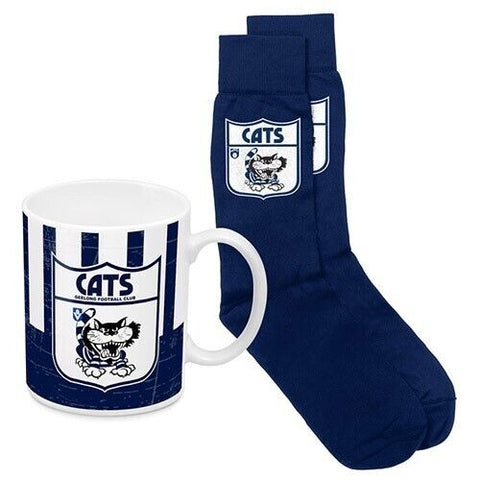 AFL Heritage Coffee Mug & Sock Pack - Geelong Cats  - Gift Boxed
