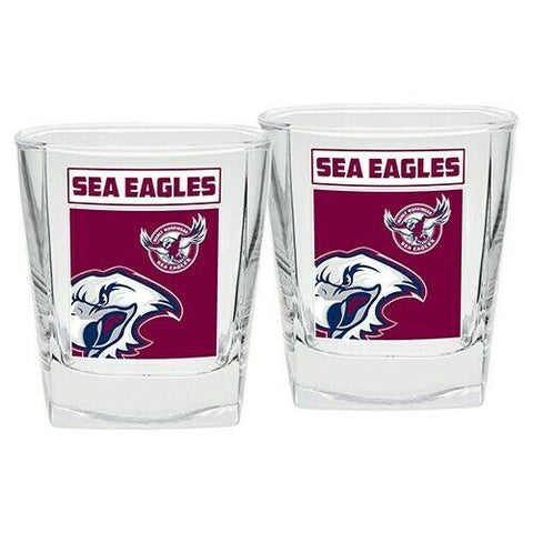 NRL Spirit Drink Glass Set Of Two - Manly Sea Eagles - 250ml Cup