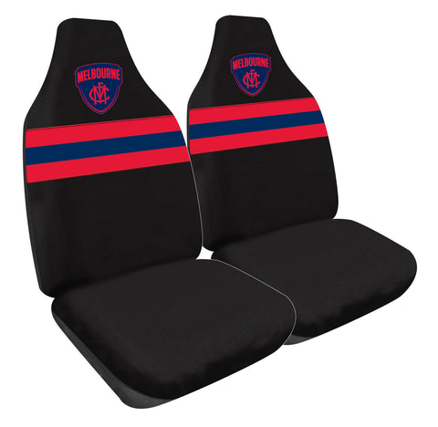 AFL Front Car Seat Covers - Melbourne Demons - Set Of 2 One Size Fits All