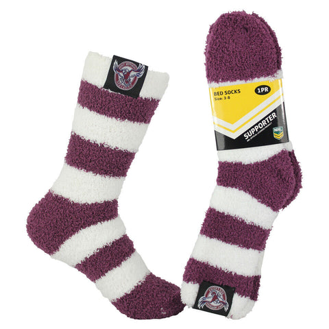 NRL Fluffy Bed Socks - Manly Sea Eagles - One Pair
