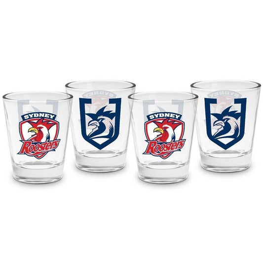 NRL Shot Glass Set of 4 - Sydney Roosters - 50ml