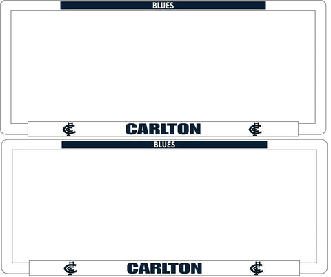 AFL Car Number Plate Frame Set Of Two - Carlton Blues - Front/Back