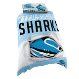 NRL Doona Quilt Cover With Pillow Case - Cronulla Sharks - All Sizes - Bed