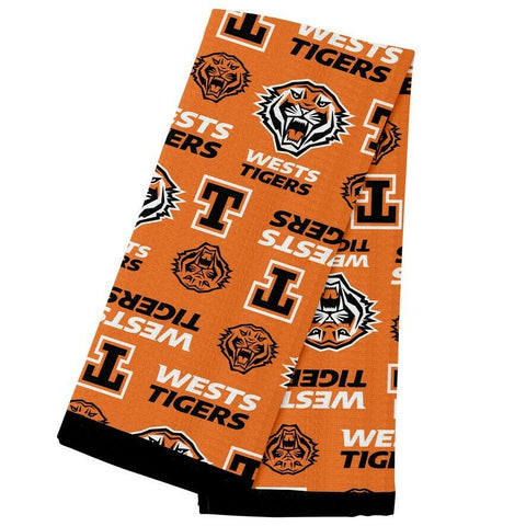 NRL Team Supporter Cotton Tea Towel - West Tigers - 40cm x 60cm