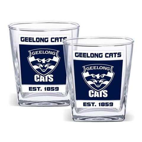 AFL Spirit Glass Set - Geelong Cats - 250ml Cup - Set Of Two