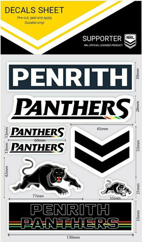 NRL Sticker Decal Sheet - Penrith Panthers - Stickers Wordmark