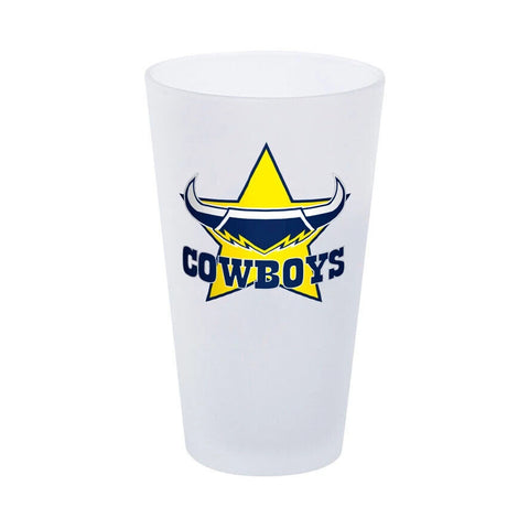 NRL Frosted Conical Glass Set Of Two - North Queensland Cowboys - 500ml  Glasses