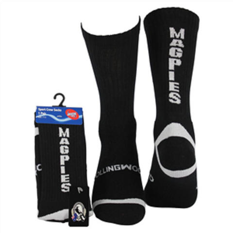 AFL Mens Crew Socks - Collingwood Magpies - One Set - Sock -