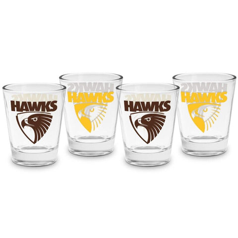 AFL Shot Glass Set of 4 - Hawthorn Hawks - 50ml