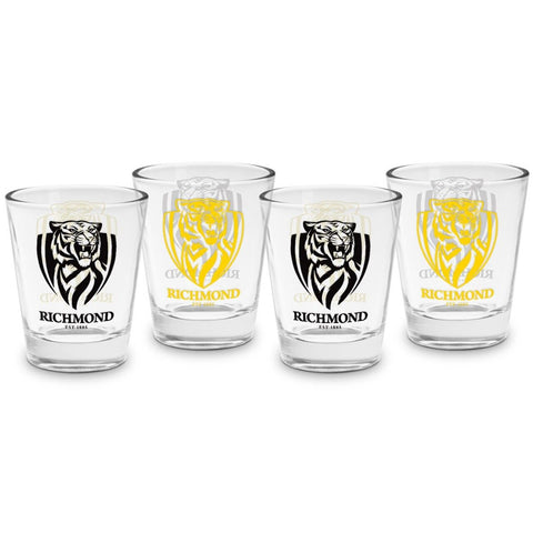 AFL Shot Glass Set of 4 - Richmond Tigers  - 50ml