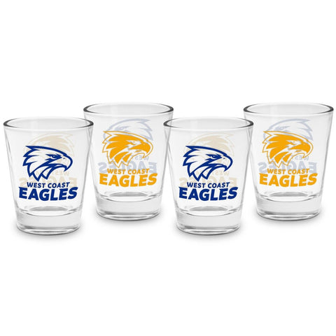 AFL Shot Glass Set of 4 - West Coast Eagles  - 50ml