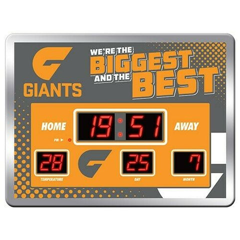 AFL LED Scoreboard Clock - Greater Western Sydney Giants - 45x33cm - Time Date