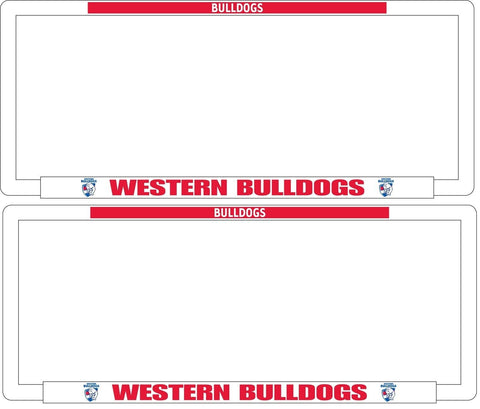 AFL Car Number Plate Frame Set Of Two - Western Bulldogs - Front/Back
