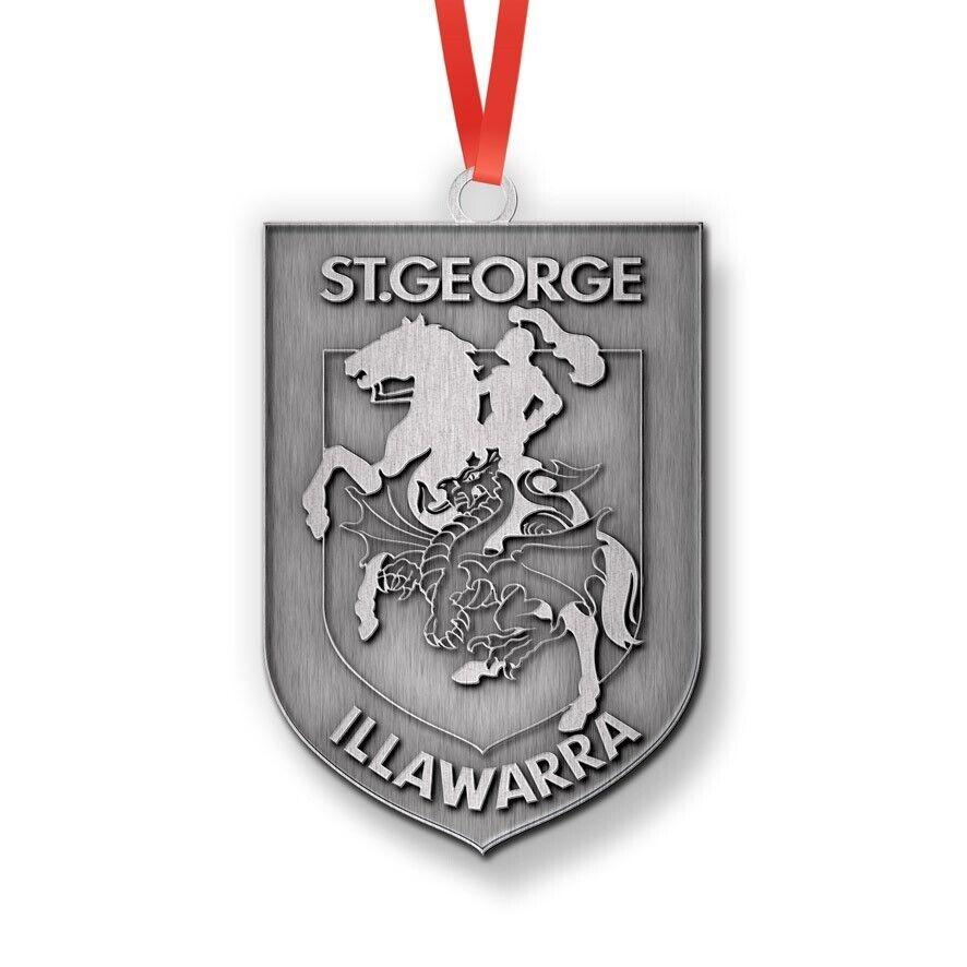 NRL Christmas Metal Ornament - St George Illawarra Dragons - Approx. 70 x 50mm