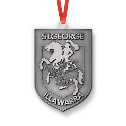 NRL Christmas Metal Ornament - St George Illawarra Dragons - Approx. 70 x 50mm