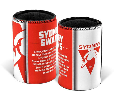 AFL Drink Stubby Cooler - Set Of Two - Team Song - Sydney Swans -
