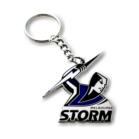 NRL Logo Metal Key Ring  - Melbourne Storm - Keyring - Rugby League - TROFE