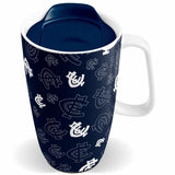 AFL Ceramic Travel Coffee Mug - Carlton Blues - Drink Cup With Lid