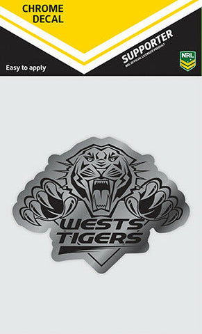 NRL Chrome Decal - West Tigers - Car Sticker 12x12cm