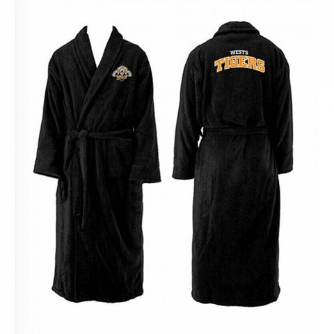 NRL Long Sleeve Bath Robe - West Tigers - Dressing Gown - Adult