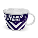 AFL Soup Mug with Lid - Fremantle Dockers - Ceramic - 850mL Capacity