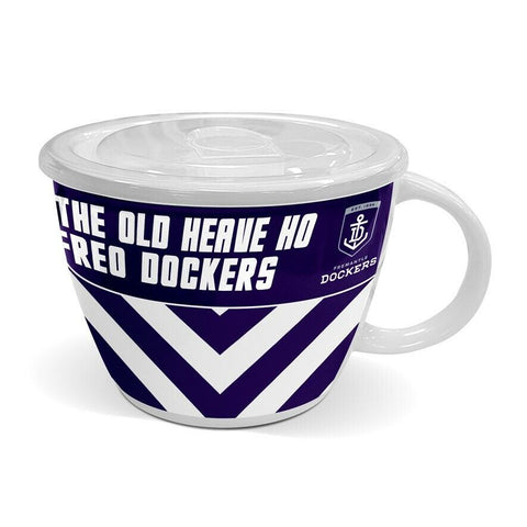AFL Soup Mug with Lid - Fremantle Dockers - Ceramic - 850mL Capacity