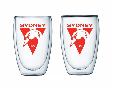 AFL Double Wall Glass Set - Sydney Swans - Set of Two