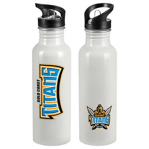 NRL Aluminium Drink Water Bottle With Handle - Gold Coast Titans - 750ml -