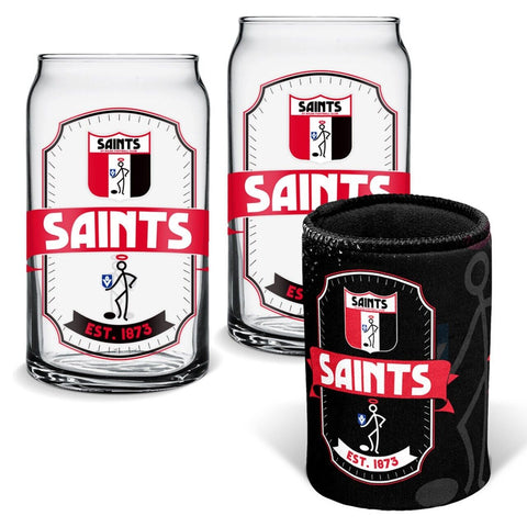 AFL Can Glass Set - St Kilda Saints - Set of 2 Glass & Cooler