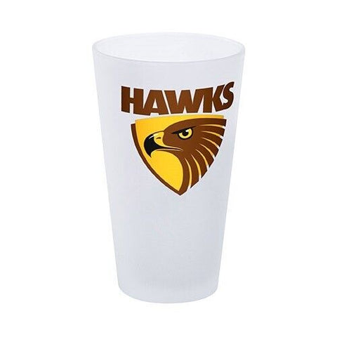 AFL Frosted Conical Glass Set Of Two - Hawthorn Hawks - 500ml