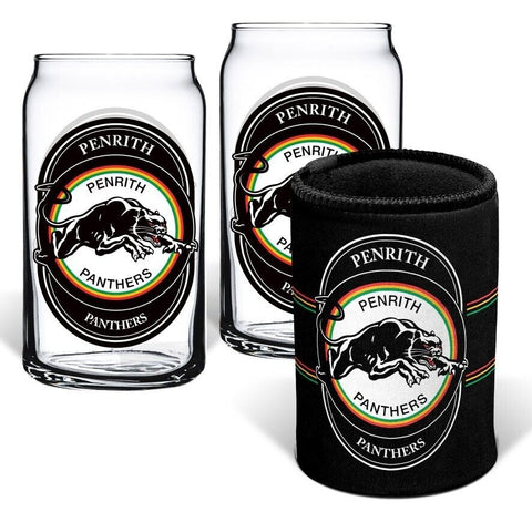 NRL Can Glass Set - Penrith Panthers - Set of 2 Glass & Cooler