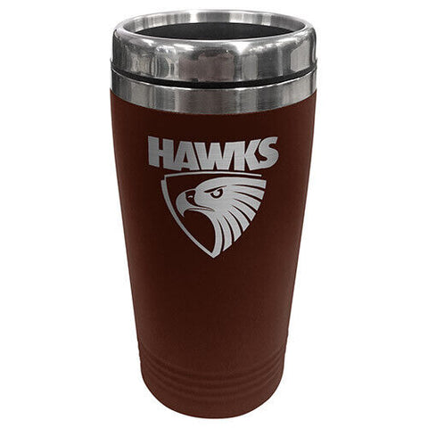 AFL Coffee Travel Mug - Hawthorn Hawks - Thermal Drink Cup With Lid