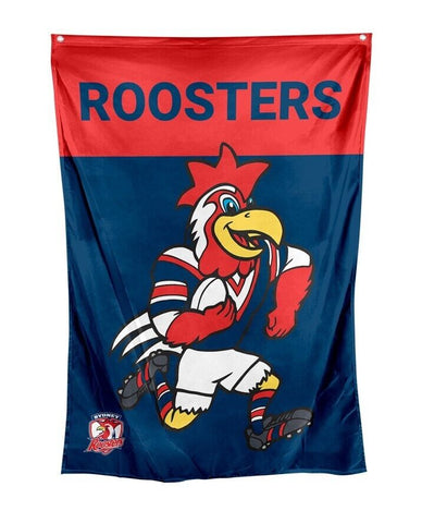 NRL Mascot Wall Flag - Sydney Roosters - Cape Flag - Approx 100cm x 70cm