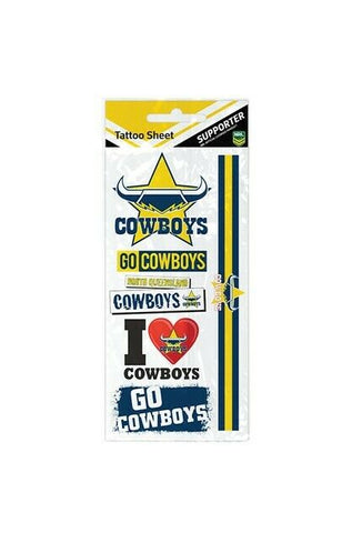 NRL Temporary Tattoo Sheet - North Queensland Cowboys - Rugby League