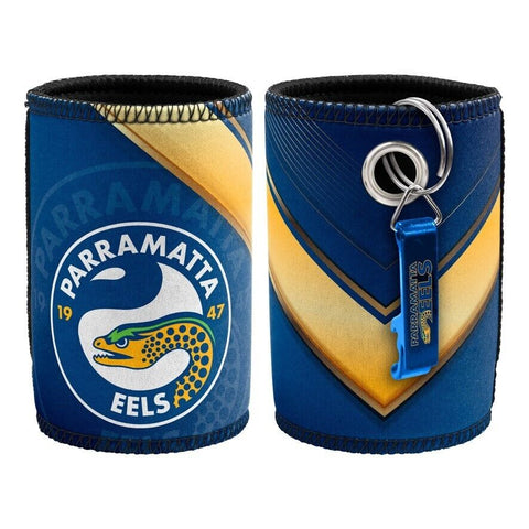 NRL Stubby Can Cooler with Bottle Opener - Parramatta Eels - Rubber Base
