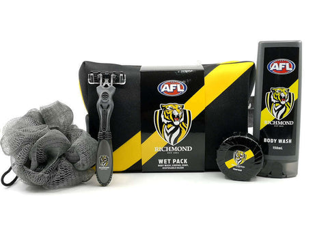 AFL Toiletry Gift Set - Richmond Tigers - Bag Body Wash Razor Soap Loofah