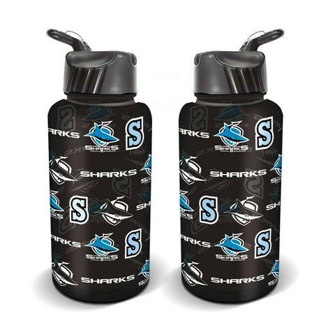 NRL Flip Drink Bottle 1L - Cronulla Sharks - BPA Free - Water Bottle