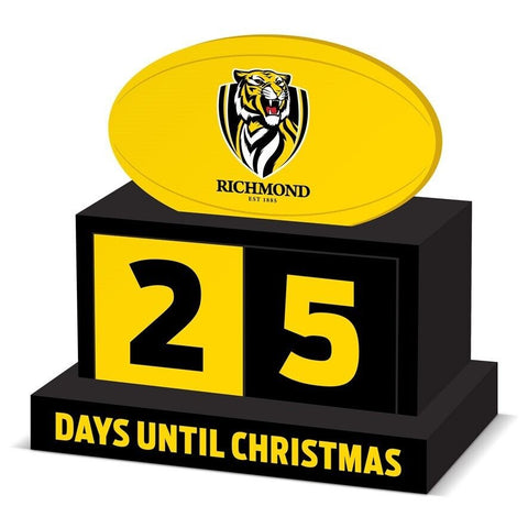 AFL Christmas Countdown Blocks - Richmond Tigers - Wooden - XMAS