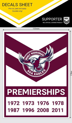 NRL Premiership History Decal - Manly Sea Eagles - Premier Stickers