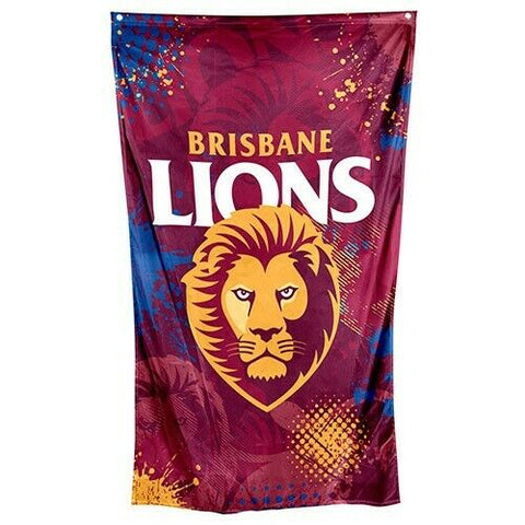 AFL Wall Flag Cape - Brisbane Lions - 150cm x 90cm - Steel Eyelet For Hanging