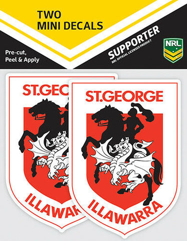 NRL Mini Decal - St George Illawarra Dragons - Car Sticker Set Of 2 - 8x7cm