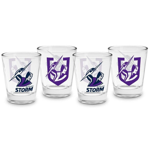 NRL Shot Glass Set of 4 - Melbourne Storm - 50ml