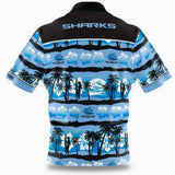 NRL Hawaiian Button Up Polo Shirt - Cronulla Sharks - Adult - Rugby League