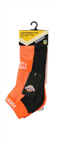 NRL Mens Ankle Socks - West Tigers - Set Of Two - Sock -