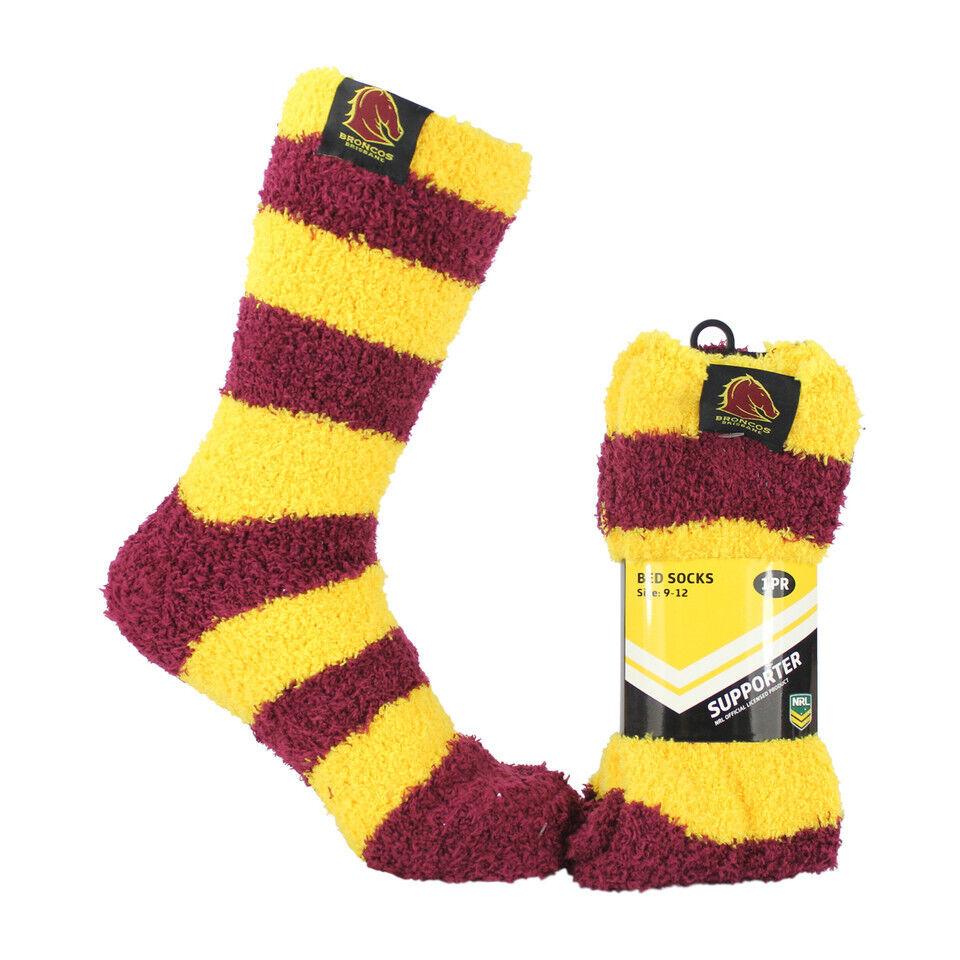 NRL Fluffy Bed Socks Brisbane Broncos One Pair