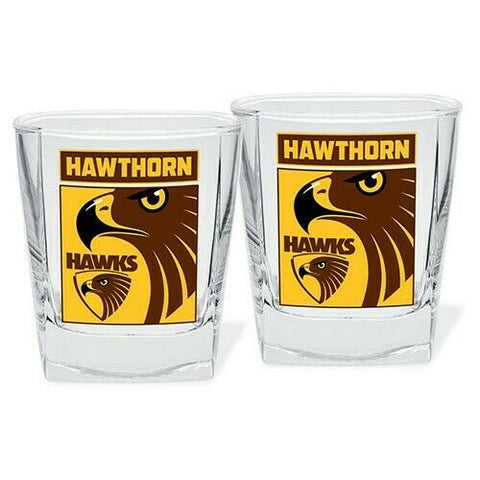 AFL Spirit Drink Glass Set Of Two - Hawthorn Hawks - 250ml Cup