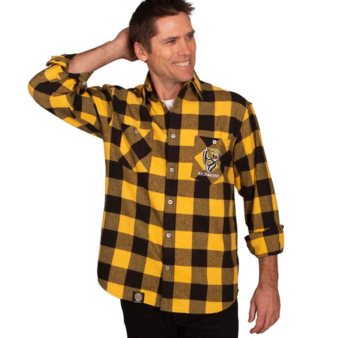 AFL Lumberjack Flannel Polo - Richmond Tigers - Flanno Shirt - Flannelette