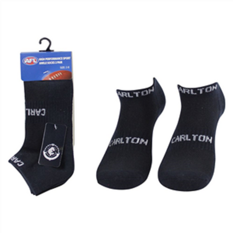 AFL Mens Ankle Socks - Carlton Blues - Set Of Two - Sock -
